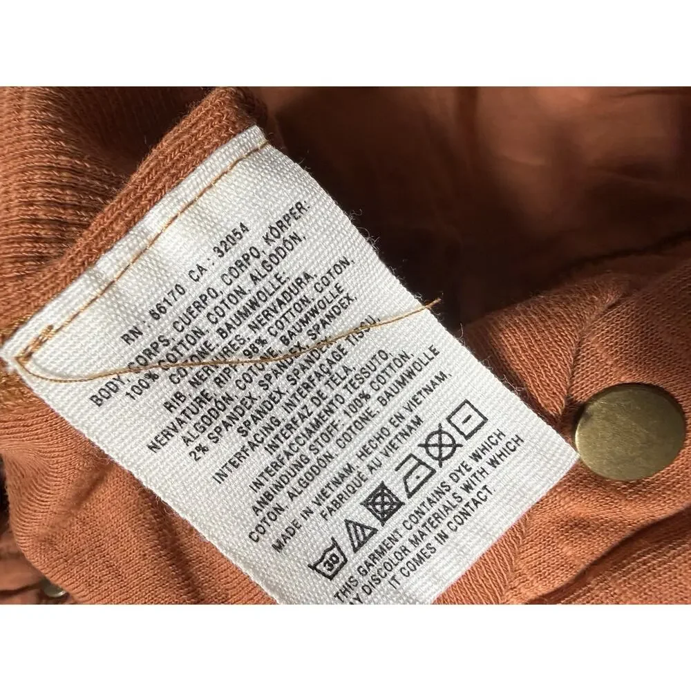 Anthropologie Saturday Sunday TAVI Rusty Orange Asymmetric Cotton Moto Jacket XS
